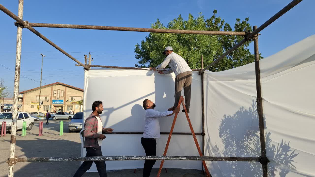 تزئین محل برگزاری مراسم عید غدیر / روز دوم